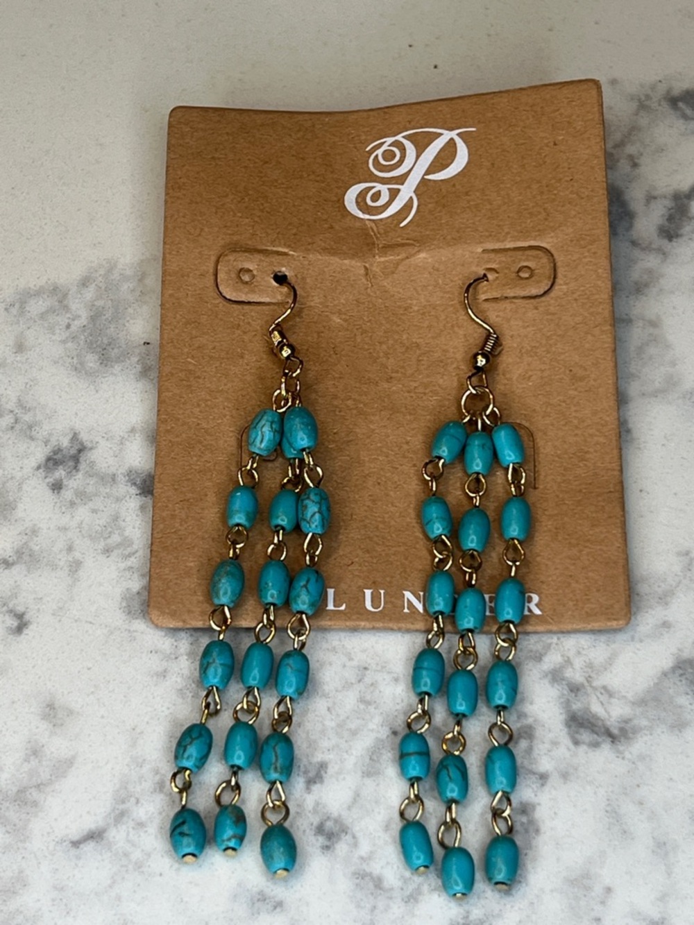 Plunder Turquoise Beaded Chain Dangle Earrings